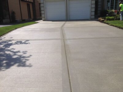 This is an image of a residential concrete driveway.